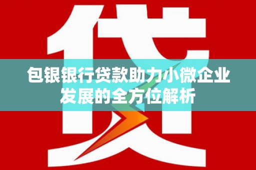 八公山包银银行贷款助力小微企业发展的全方位解析 八公山包银银行贷款助力小微企业发展的全方位解析